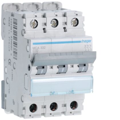 HAGER Automaat 6kA - C - 3P - 32A - 3M. MCA332