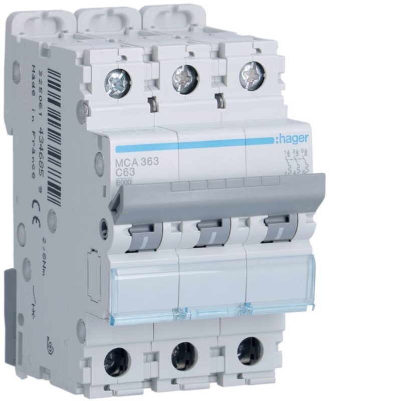HAGER Automaat 6kA - C - 3P - 63A - 3M. MCA363