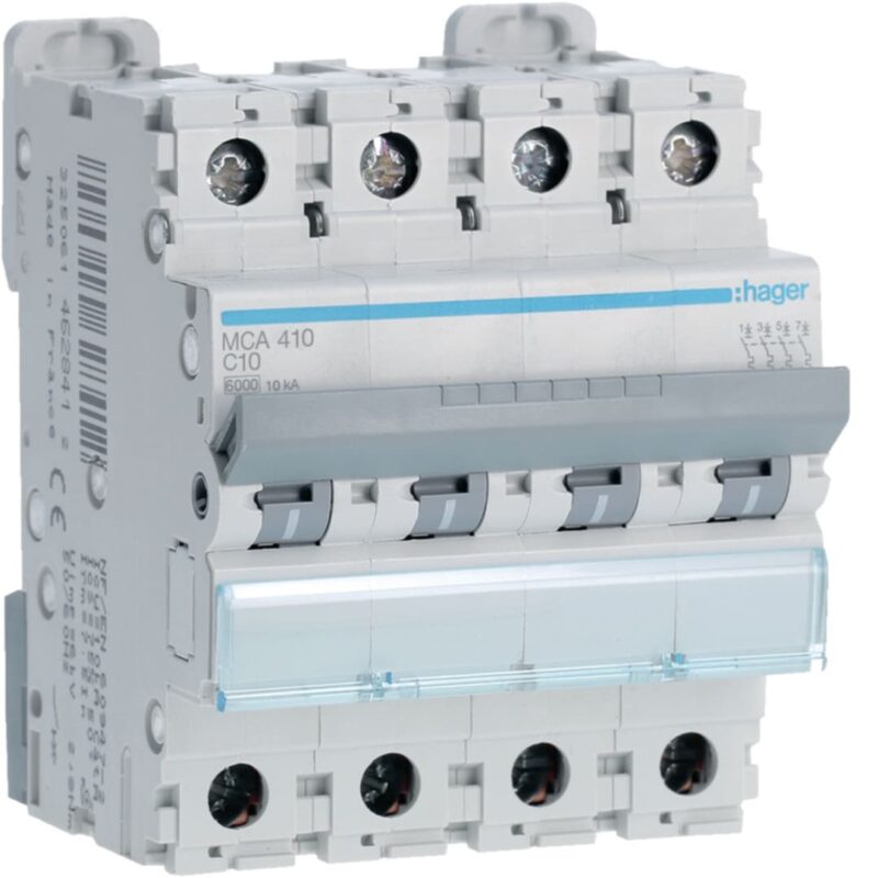 HAGER Automaat 6kA - C - 4P - 10A - 4M. MCA410