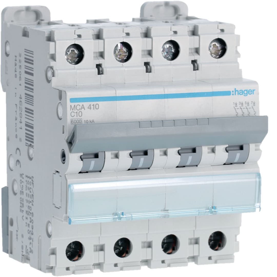 HAGER Automaat 6kA - C - 4P - 10A - 4M. MCA410