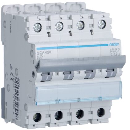 HAGER Automaat 6kA - C - 4P - 20A - 4M. MCA420