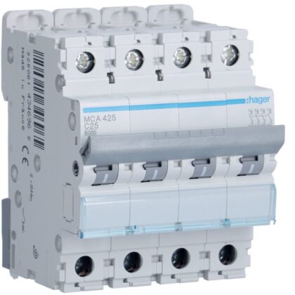 HAGER Automaat 6kA - C - 4P - 25A - 4M. MCA425