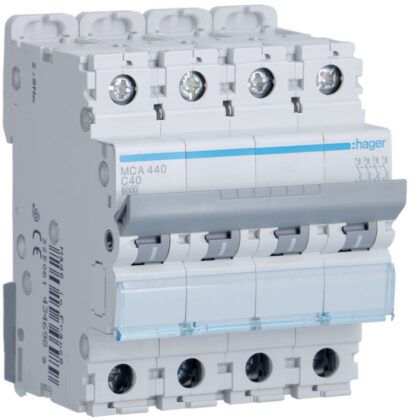 HAGER Automaat 6kA - C - 4P - 40A - 4M. MCA440