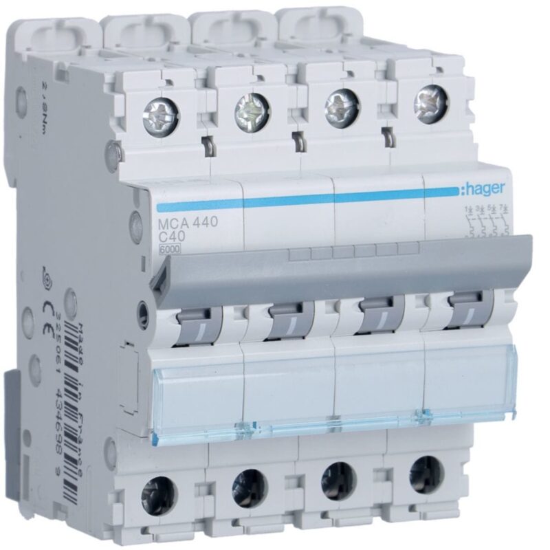 HAGER Automaat 6kA - C - 4P - 40A - 4M. MCA440