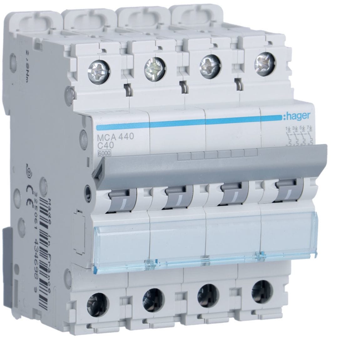HAGER Automaat 6kA - C - 4P - 40A - 4M. MCA440