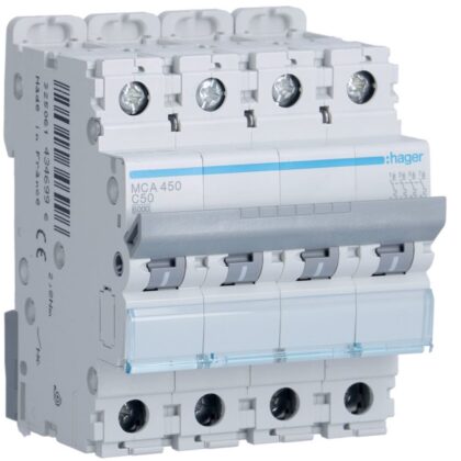 HAGER Automaat 6kA - C - 4P - 50A - 4M. MCA450