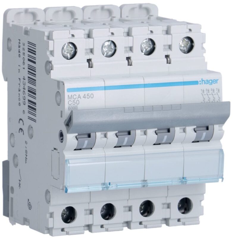 HAGER Automaat 6kA - C - 4P - 50A - 4M. MCA450