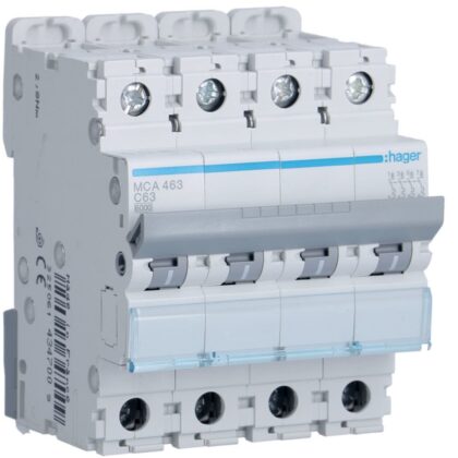 HAGER Automaat 6kA - C - 4P - 63A - 4M. MCA463