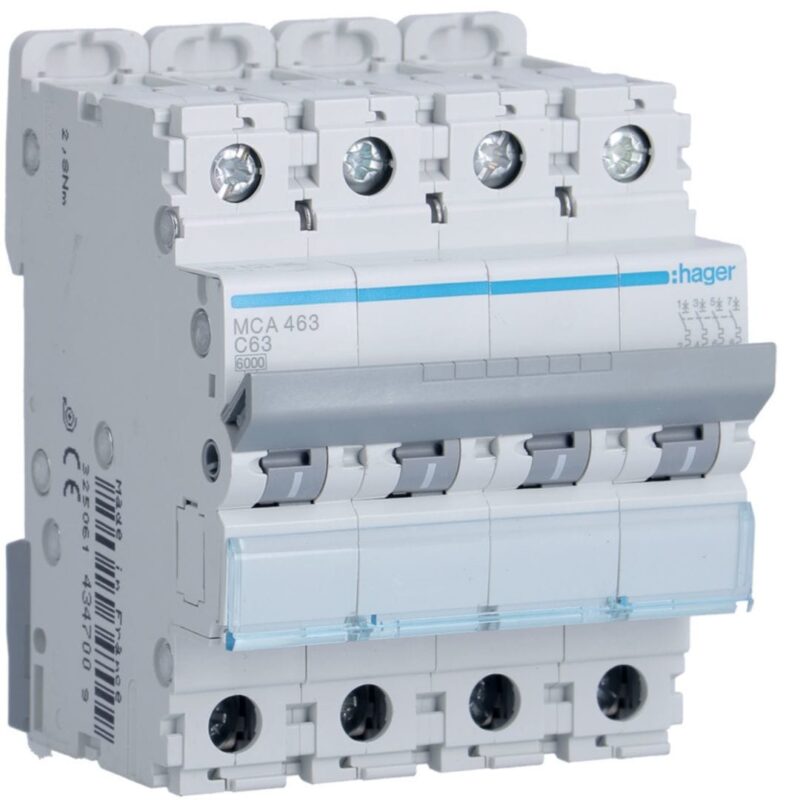 HAGER Automaat 6kA - C - 4P - 63A - 4M. MCA463