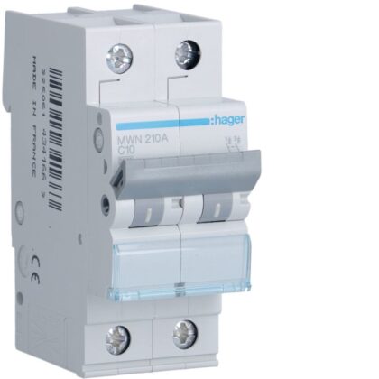 HAGER Automaat 3kA - C - 2P - 10A - 2M MWN210A