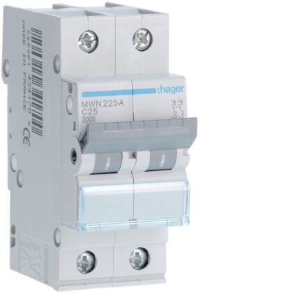 HAGER Automaat 3kA - C - 2P - 25A - 2M MWN225A