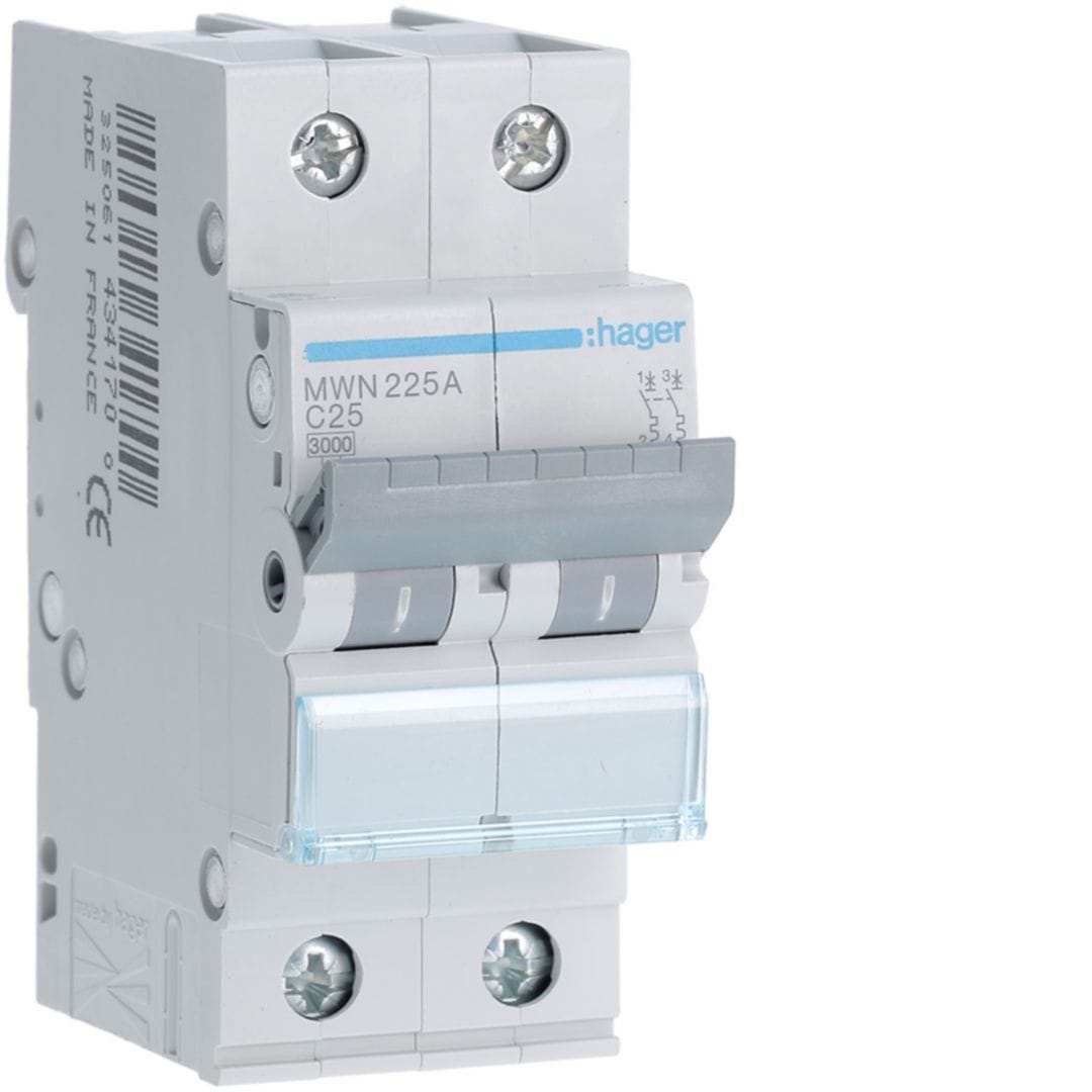 HAGER Automaat 3kA - C - 2P - 25A - 2M MWN225A