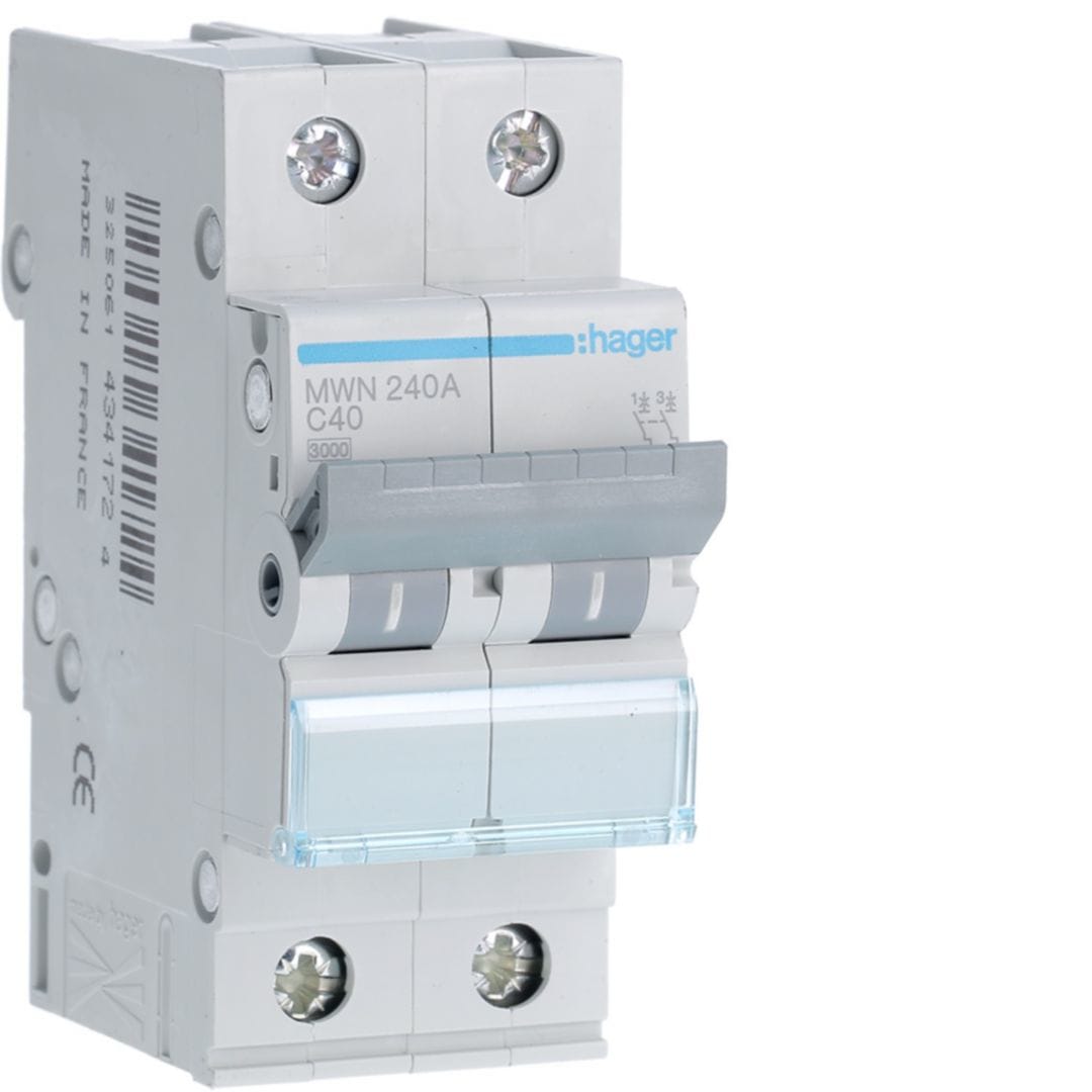HAGER Automaat 3kA - C - 2P - 40A - 2M MWN240A