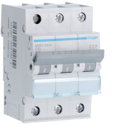 HAGER Automaat 3kA - C - 3P - 10A - 3M MWN310A