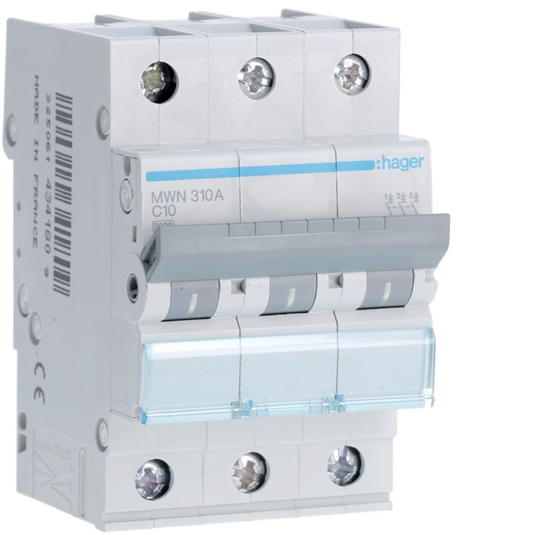 HAGER Automaat 3kA - C - 3P - 10A - 3M MWN310A