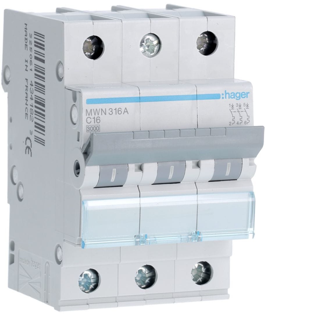 HAGER Automaat 3kA - C - 3P - 16A - 3M MWN316A