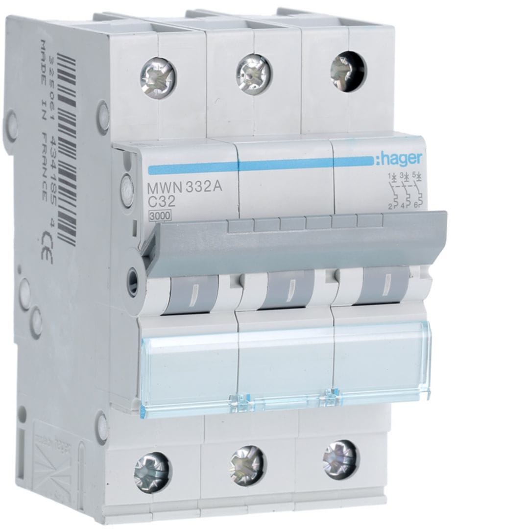 HAGER Automaat 3kA - C - 3P - 32A - 3M MWN332A