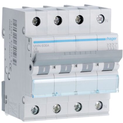 HAGER Automaat 3kA - C - 3P+N - 6A - 4M MWN606A