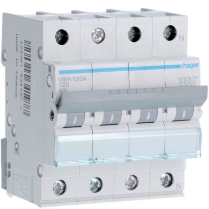 HAGER Automaat 3kA - C - 3P+N - 20A - 4M MWN620A
