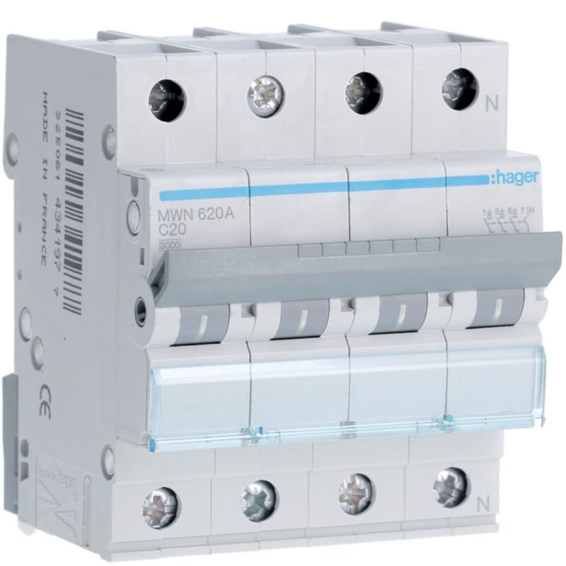 HAGER Automaat 3kA - C - 3P+N - 20A - 4M MWN620A