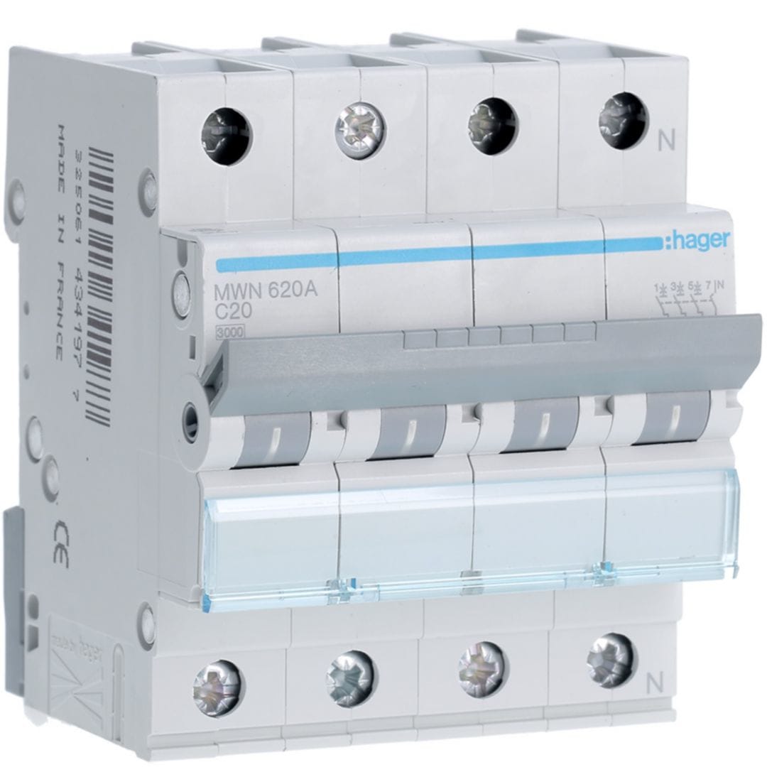 HAGER Automaat 3kA - C - 3P+N - 20A - 4M MWN620A
