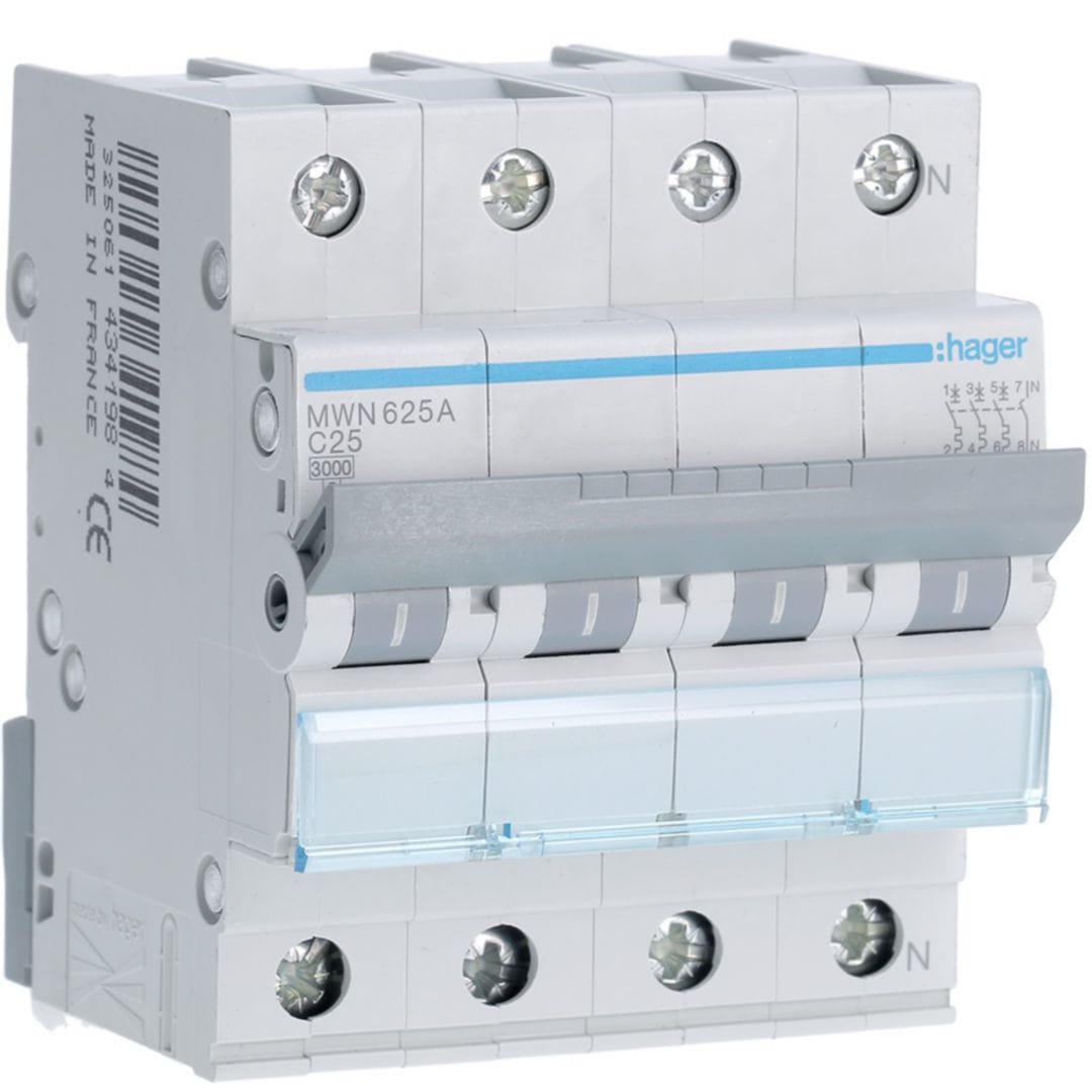 HAGER Automaat 3kA - C - 3P+N - 25A - 4M MWN625A