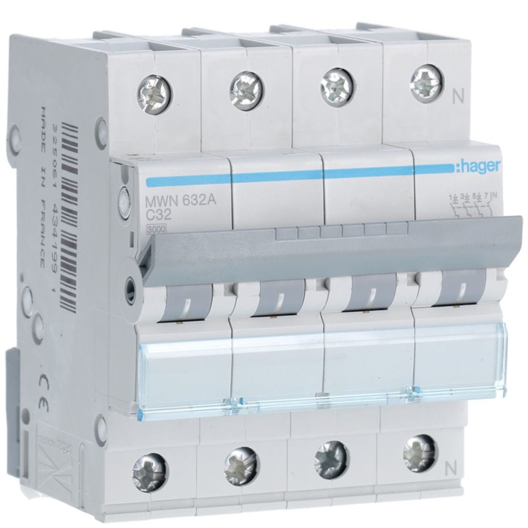 HAGER Automaat 3kA - C - 3P+N - 32A - 4M MWN632A