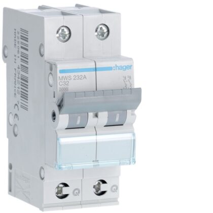 HAGER Automaat 3kA - C - 2P - 32A - 2M - qc MWS232A