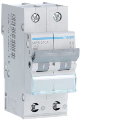 HAGER Automaat 3kA - C - 2P - 40A - 2M - qc MWS240A