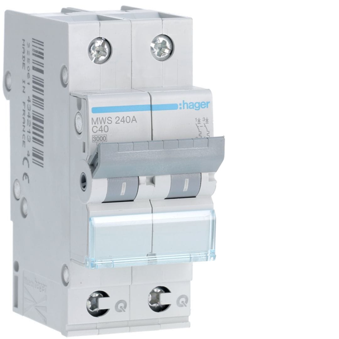 HAGER Automaat 3kA - C - 2P - 40A - 2M - qc MWS240A