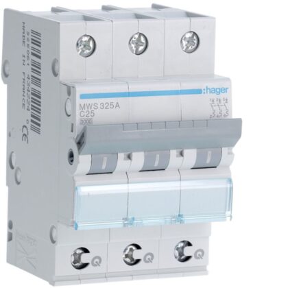 HAGER Automaat 3kA - C - 3P - 25A - 3M - qc MWS325A