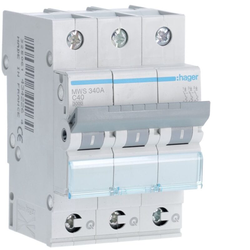 HAGER Automaat 3kA - C - 3P - 40A - 3M - qc MWS340A