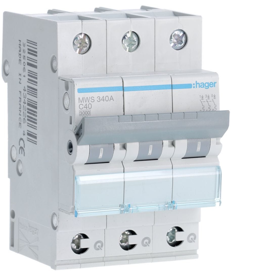 HAGER Automaat 3kA - C - 3P - 40A - 3M - qc MWS340A
