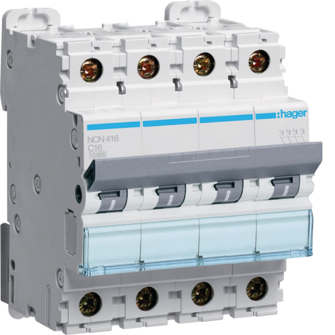HAGER Automaat 10kA - C - 4P - 16A - 4M. NCN416
