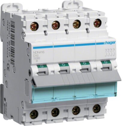 HAGER Automaat 10kA - D - 4P - 16A - 4M. NDN416
