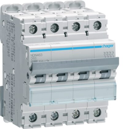 HAGER Automaat 10kA - D - 4P - 63A - 4M. NDN463