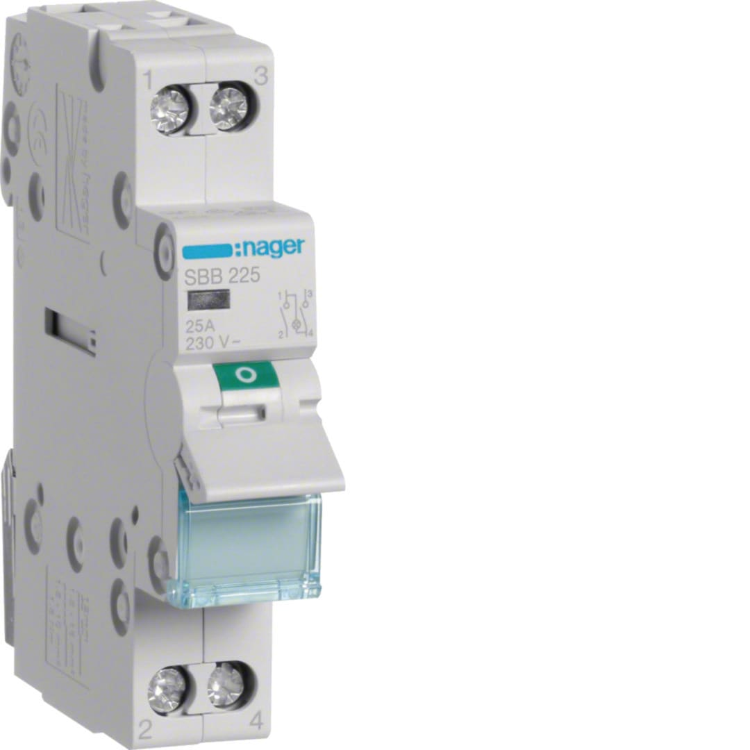 HAGER Modulaire schakelaar 2 polig 25A met lamp SBB225