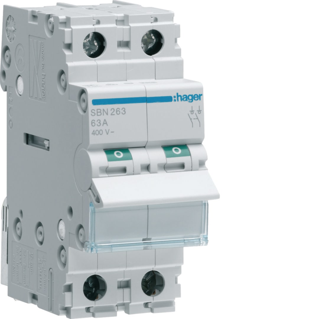 HAGER Modulaire schakelaar 2 polig 63A SBN263