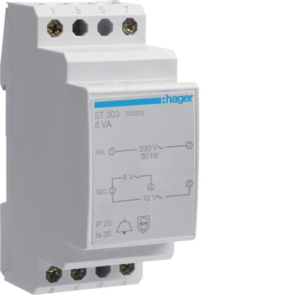 HAGER Beltransformator - 220V/8-12V - 8VA ST303