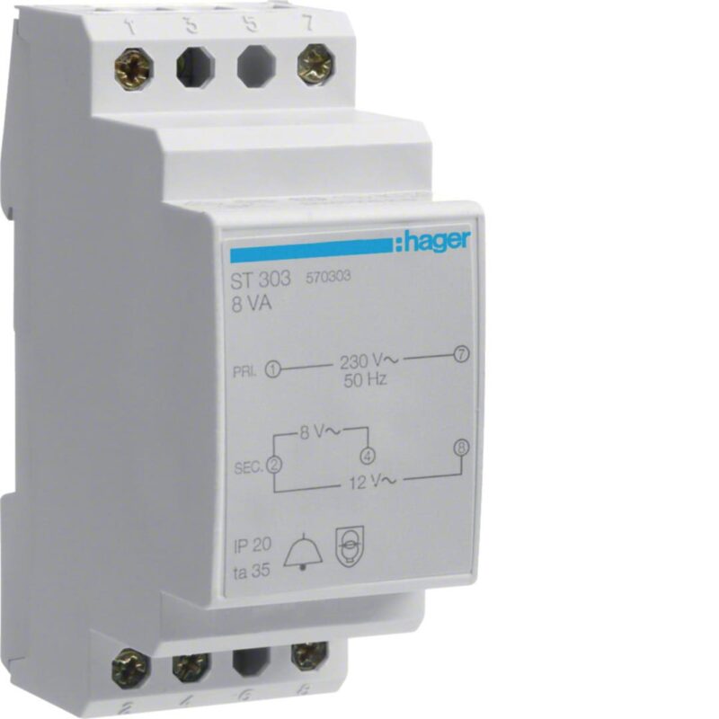 HAGER Beltransformator - 220V/8-12V - 8VA ST303