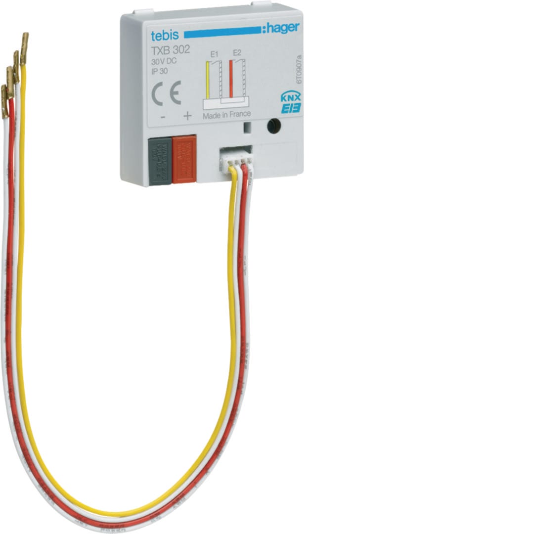 HAGER Ingangsmodule voor inbouw : 2 potentiaalvrije contacten TXB302