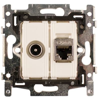 HIRSCHMANN EDB 02U wandcontactdoos coax TV/R + 1x UTP RJ45 - opbouw of inbouw 695020592