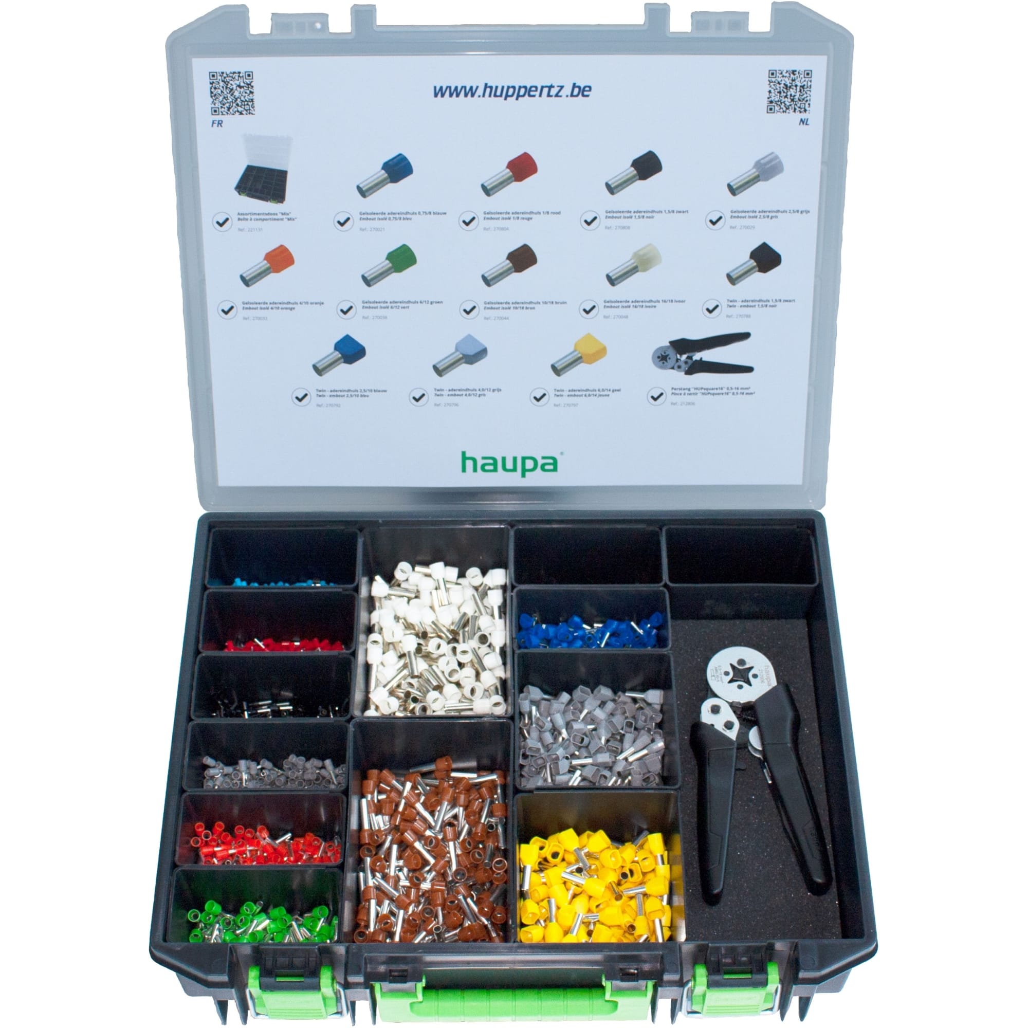 HUPPERTZ Assortiment adereindhulzen CRIMPBOX - 2000 adereindhulzen + perstang HUPsquare16 212806KIT