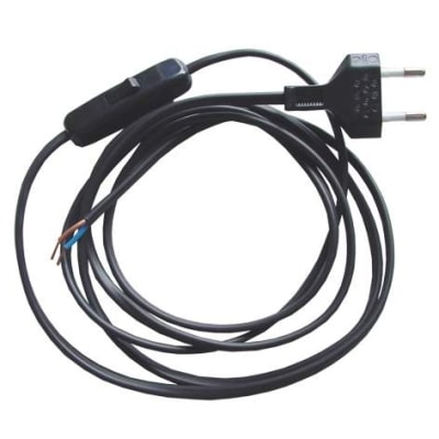 HUPPERTZ Snoer met schakelaar zwart 2m 2x0