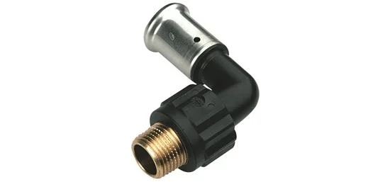 Henco Persovergangsknie kunststof 63/4.5mm x 2" M 90° (drink)water Henco PVDF 5PK-6310