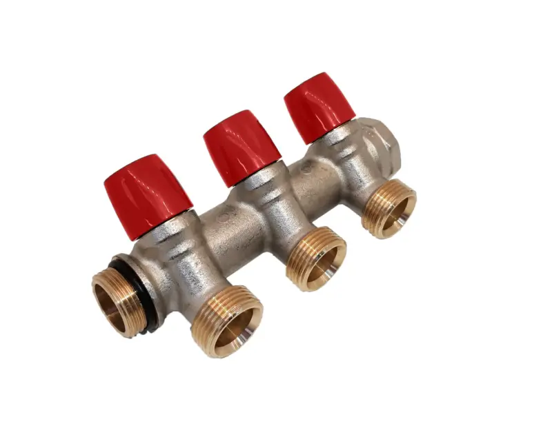 Henco Verdeler voor CV messing Henco 1" + 2 x 1" rood VBS060502-RO