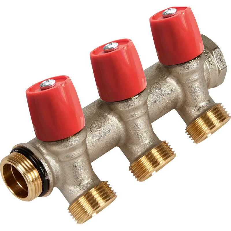 Henco Verdeler voor CV messing Henco 1" + 3 x 1" rood VBS060503-RO