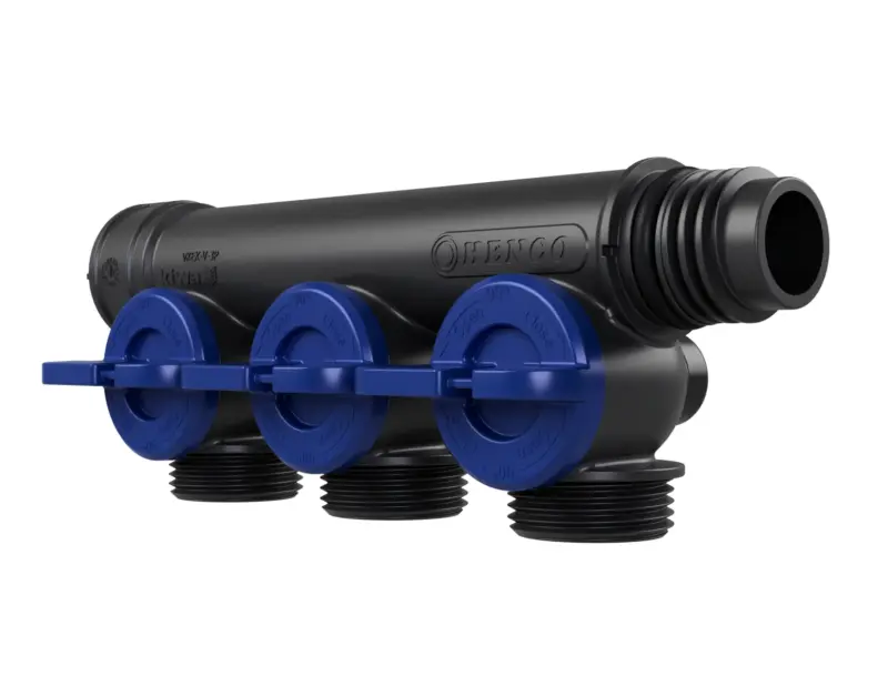 Henco Verdeler voor CV kunststof Henco Pro-Flow 3P  blauw VKEK-V-3P-BLUE