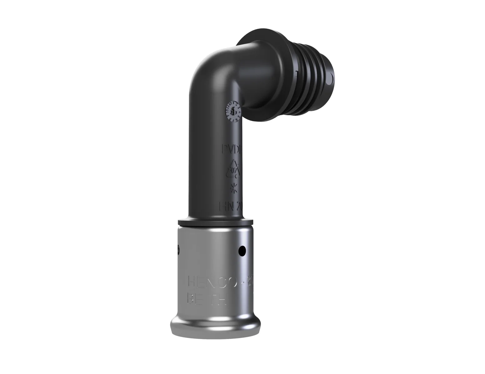Henco Persovergangsknie kunststof 20/2mm x M 90° (drink)water Henco Pro-Flow VKPK90-20-D