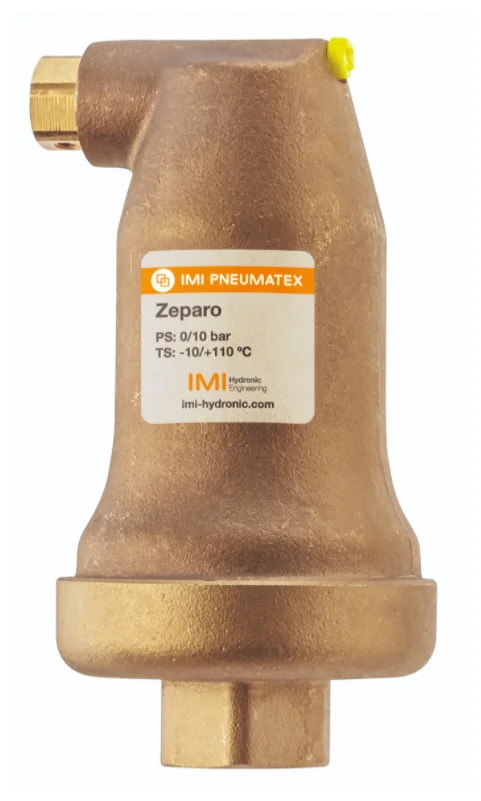 IMI Pneumatex Vlotterontluchter IMI Pneumatex Zeparo messing 1/2" binnendraad cilindrisch BSPT-Rp (ISO 7-1 / EN 10226-1) ZUT 7890515